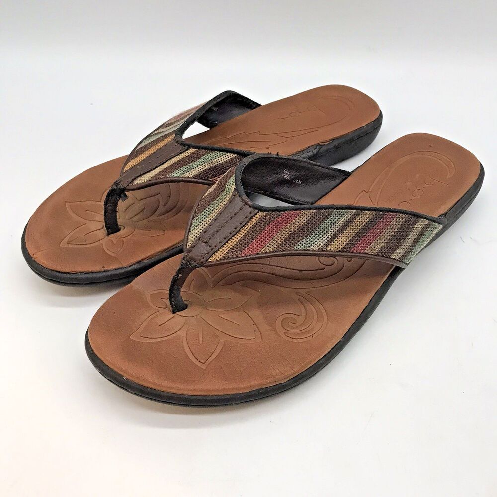 b.o.c. Born Concept Zeva Striped Thong Sandals Women's 9 Flip Flops Western Boho